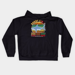 Vintage Daddy Shark Fathers Day Kids Hoodie